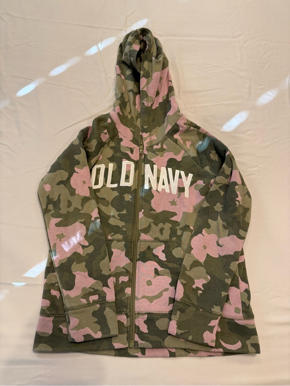 Old Navy Green & Pink Camo Zip Hoodie for Kids